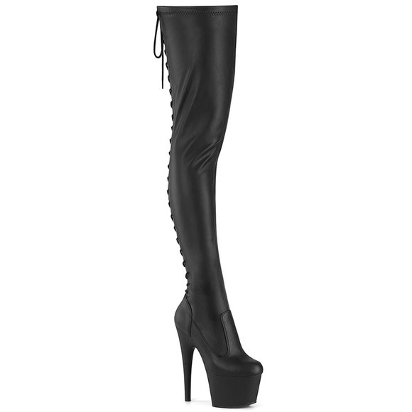 Platform Heel Lace Up Back Thigh High Boots